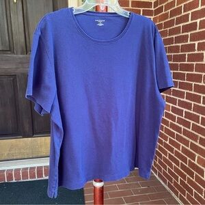 Kim Rogers Navy Blue 100% Cotton Short Sleeve Top 3X